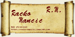 Racko Mančić vizit kartica